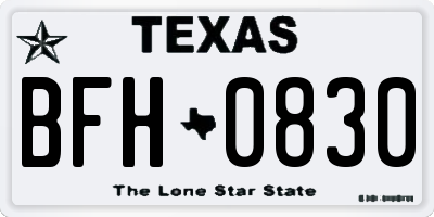 TX license plate BFH0830
