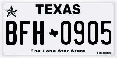 TX license plate BFH0905