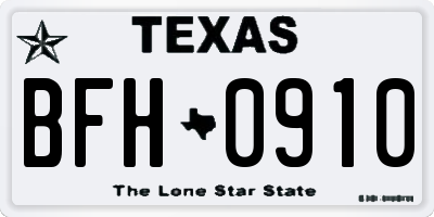 TX license plate BFH0910