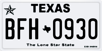 TX license plate BFH0930