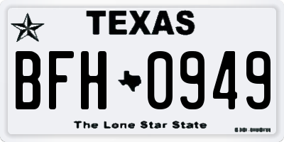 TX license plate BFH0949