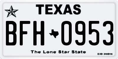 TX license plate BFH0953