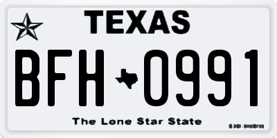 TX license plate BFH0991