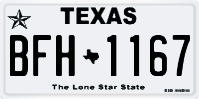 TX license plate BFH1167