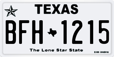 TX license plate BFH1215