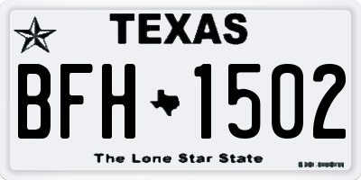 TX license plate BFH1502
