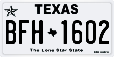 TX license plate BFH1602