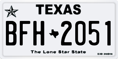 TX license plate BFH2051