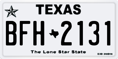 TX license plate BFH2131