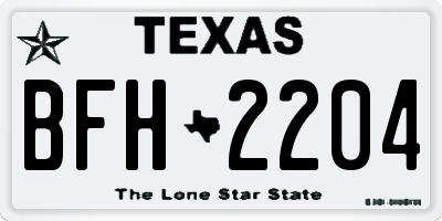 TX license plate BFH2204