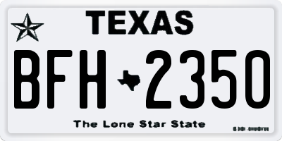 TX license plate BFH2350
