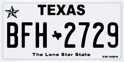 TX license plate BFH2729