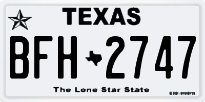 TX license plate BFH2747