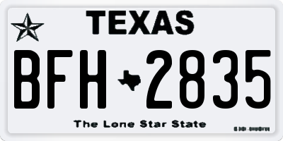 TX license plate BFH2835
