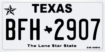 TX license plate BFH2907