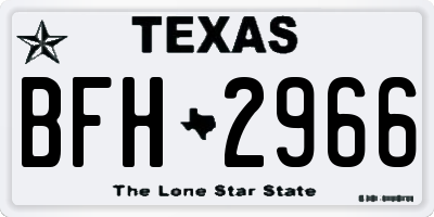 TX license plate BFH2966