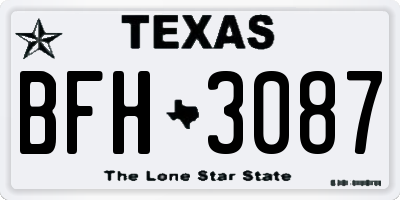 TX license plate BFH3087