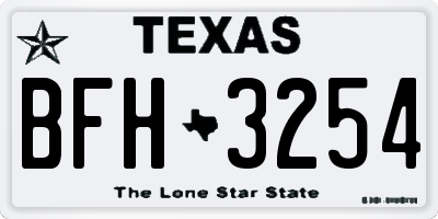 TX license plate BFH3254