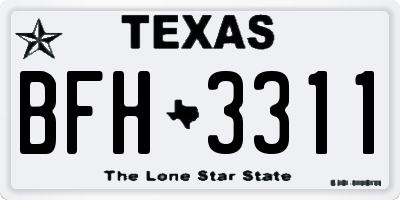 TX license plate BFH3311