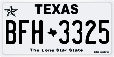 TX license plate BFH3325