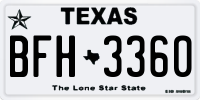 TX license plate BFH3360