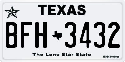 TX license plate BFH3432