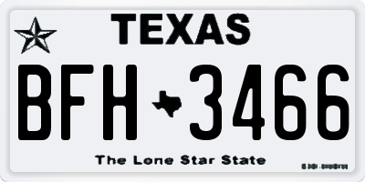 TX license plate BFH3466