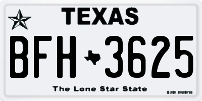 TX license plate BFH3625