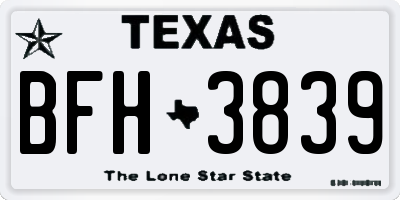 TX license plate BFH3839