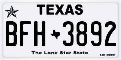 TX license plate BFH3892