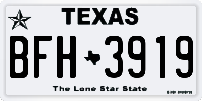 TX license plate BFH3919