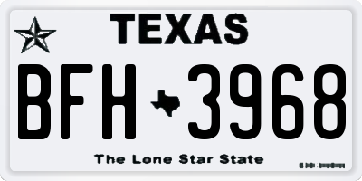 TX license plate BFH3968