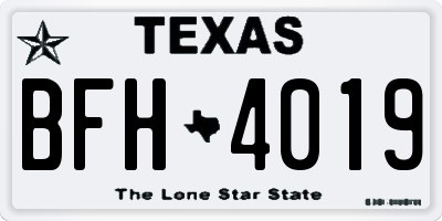 TX license plate BFH4019
