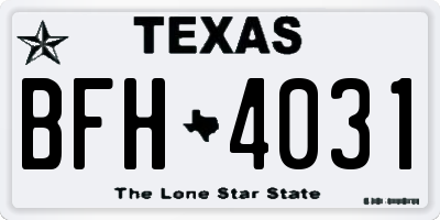TX license plate BFH4031