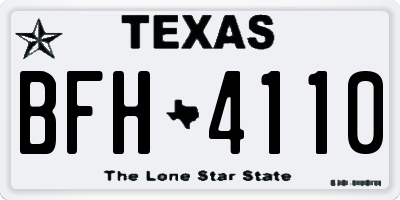TX license plate BFH4110