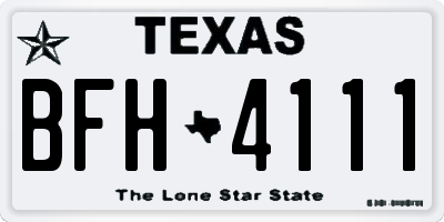 TX license plate BFH4111