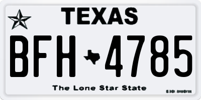 TX license plate BFH4785