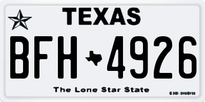TX license plate BFH4926
