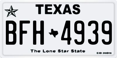 TX license plate BFH4939