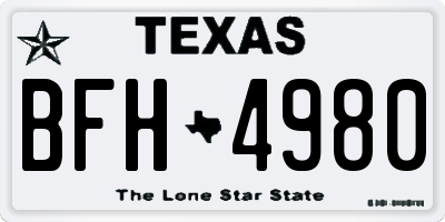 TX license plate BFH4980