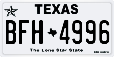 TX license plate BFH4996