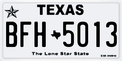 TX license plate BFH5013