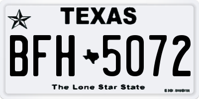 TX license plate BFH5072
