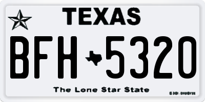 TX license plate BFH5320