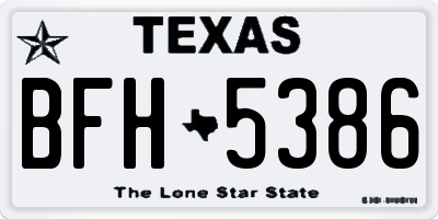 TX license plate BFH5386