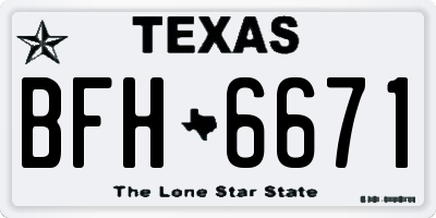 TX license plate BFH6671