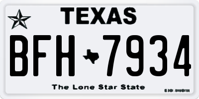 TX license plate BFH7934