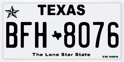 TX license plate BFH8076