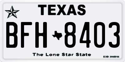 TX license plate BFH8403