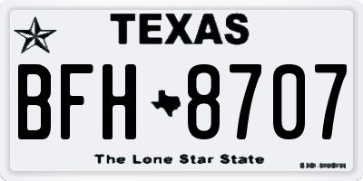 TX license plate BFH8707